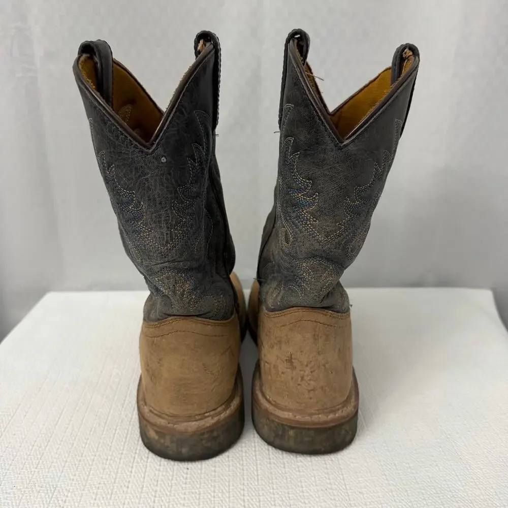 Dan Post Boots Boys Size 4 D Brantley Brown Blue Leather Cowboy Western